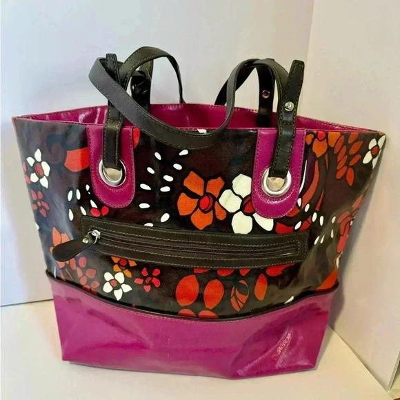 St John’s Bay Floral Tote brown and pink - Picture 2 of 8